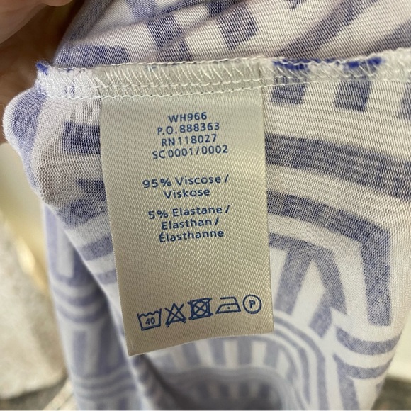 Boden Geo Wrap Maxi Dress Long Sleeve Women's Size 6 Blue White Stretch * - Picture 14 of 16